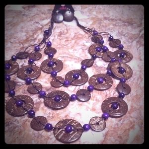 Paparazzi brown/purple wooden earrings/necklace